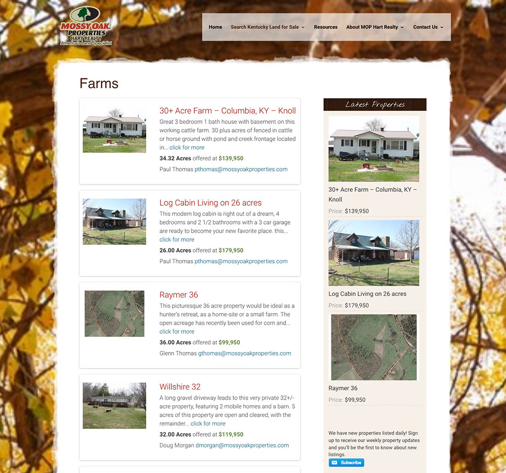 Mossy Oak Properties Hart Realty Real Estate site Bold Print