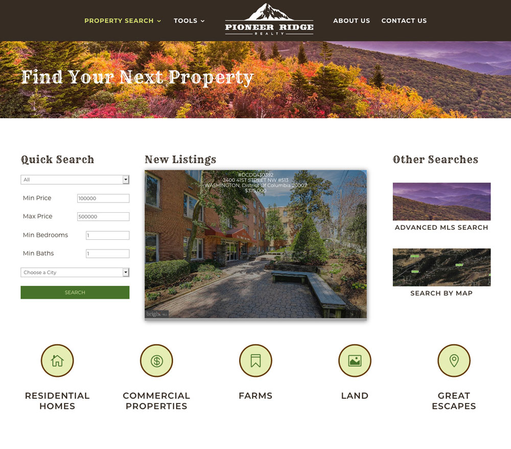 Pioneer Ridge Realty site Bold Print Design Studio