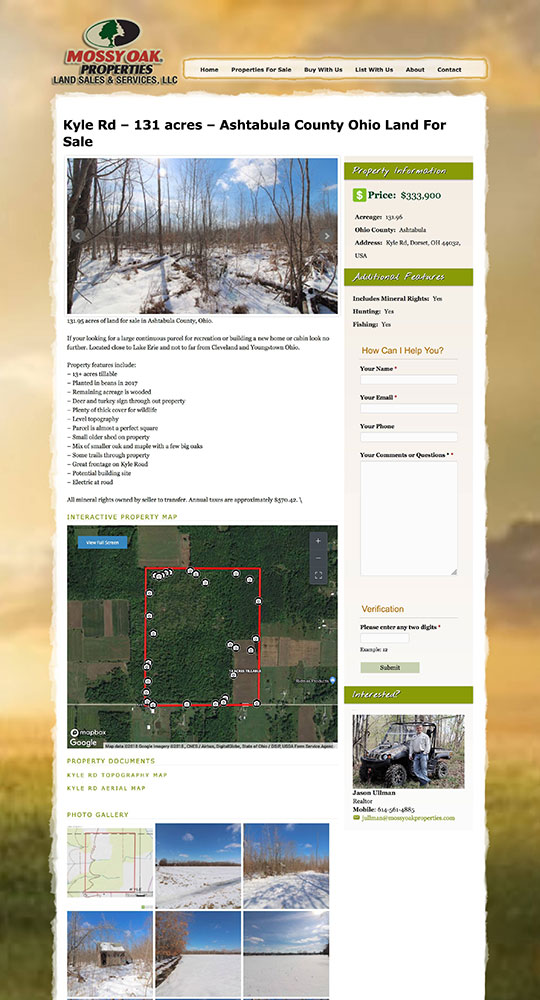 Mossy Oak Properties Ohio Land Agent Jason Ullman Real Estate site