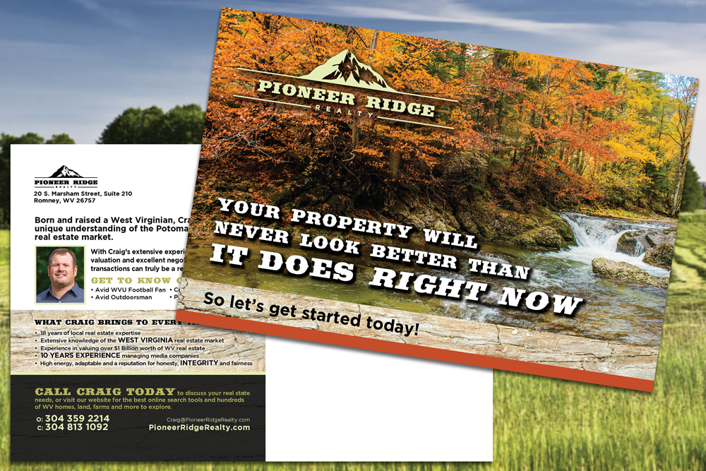 Pioneer Ridge Realty Postcard Bold Print Design Studio
