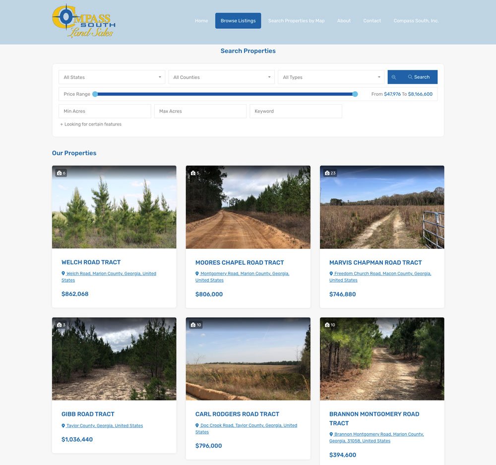 Compass South Land Sales site Bold Print Design Studio