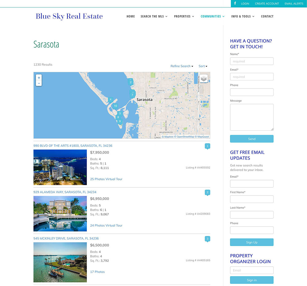 Blue Sky Real Estate MLS site Bold Print Design Studio