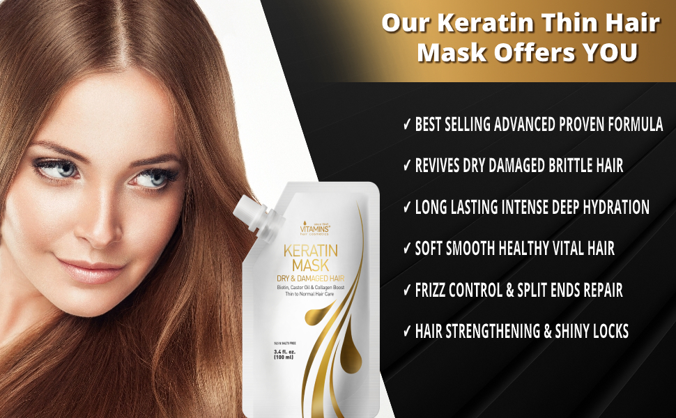 Vitamins Keratin Hair Mask Deep Conditioner BoldProducts Instant