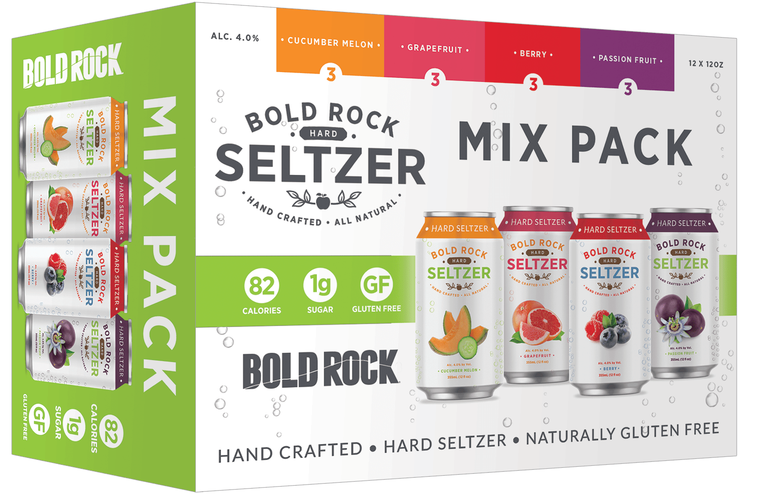 12Can Mix Pack AllNatural Hard Seltzer Bold Rock Hard Cider