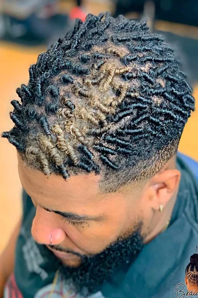 Twist Hair Men Stylish Ideas for Black Men with Taper Fade, Beads, and
