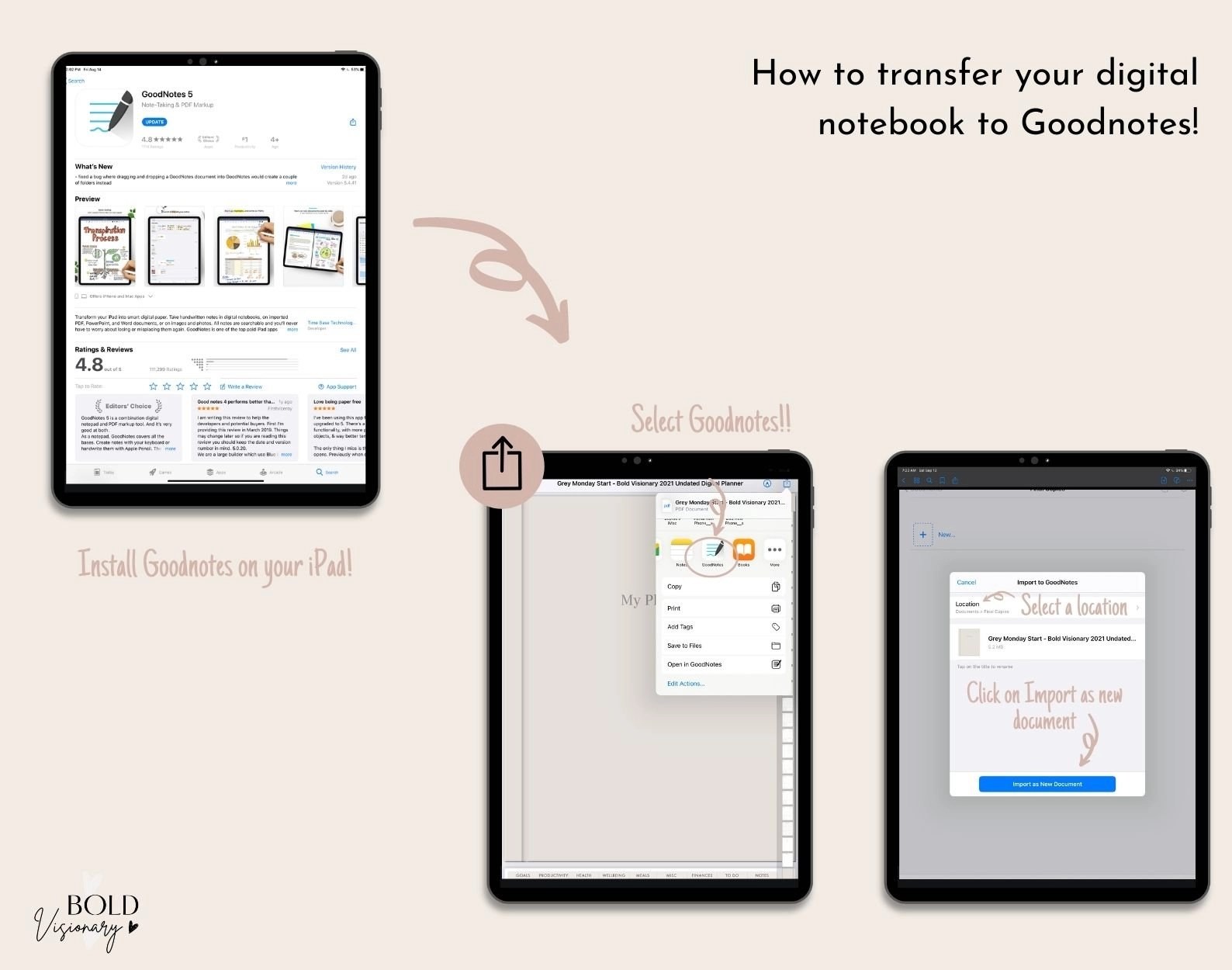 Get a FREE Dark Mode Digital Notebook PDF (2021) Bold Visionary Planner