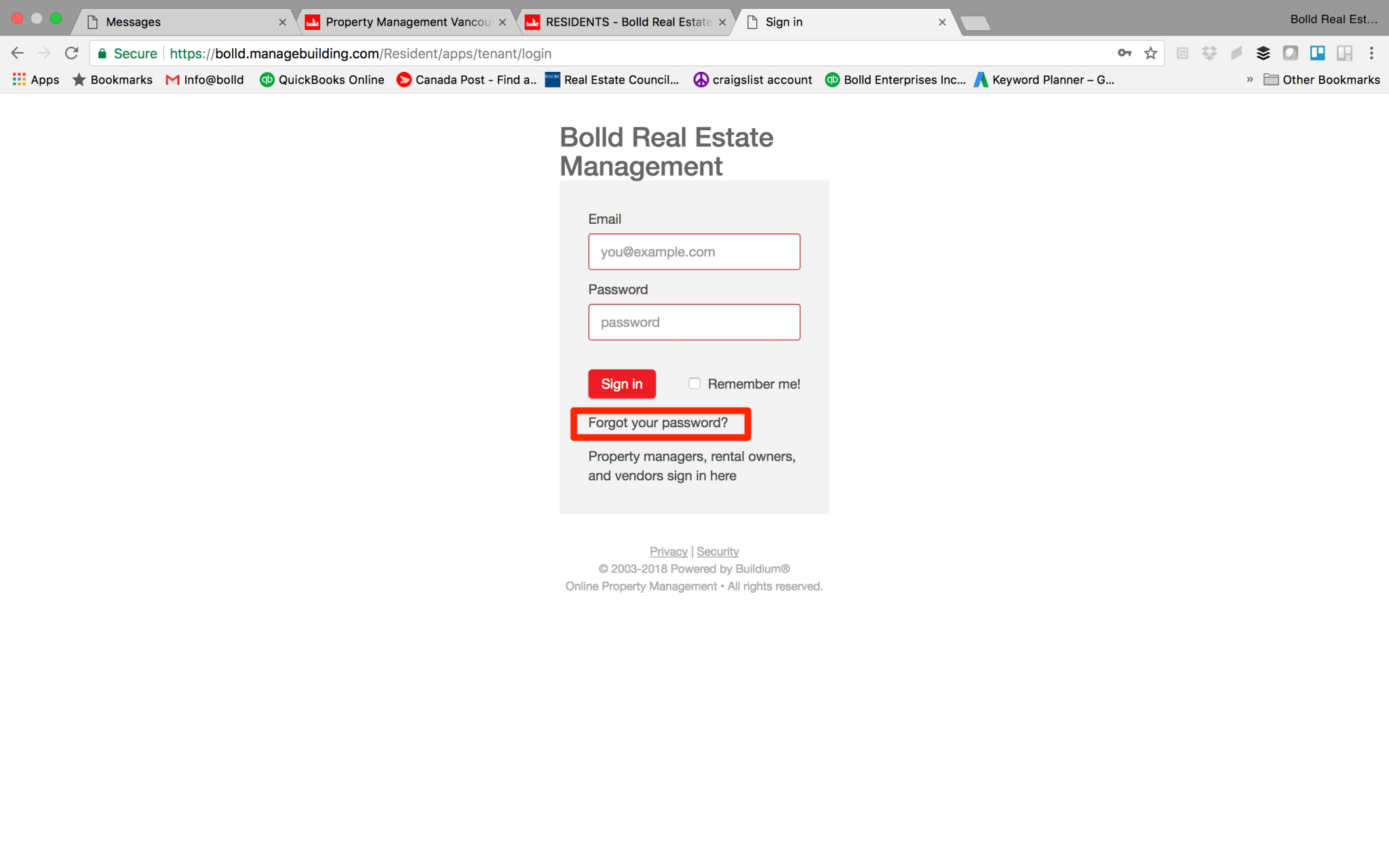 Bolld Real Estate Management Resident Portal Login