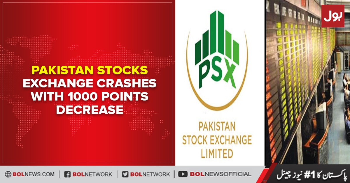 Pakistan Stocks Exchange crashes with 1000 points decrease