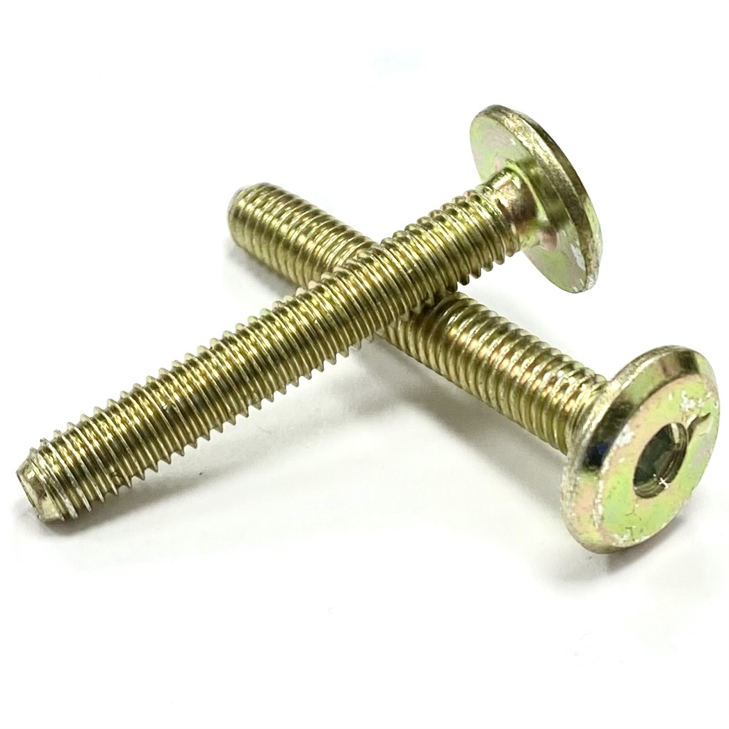 M6 x 110mm Furniture Connector Bolts / Connecting Bolts Yellow Zinc