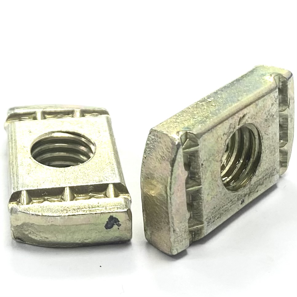 M8 No Spring Plain Channel Nut, Steel Yellow Zinc Plated. Unistrut