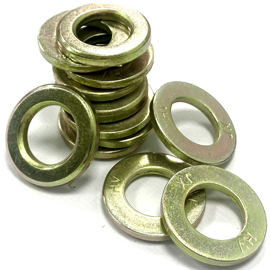 M20 Through Hardened Flat Steel Washer, EN143996 300HV, Yellow Zinc