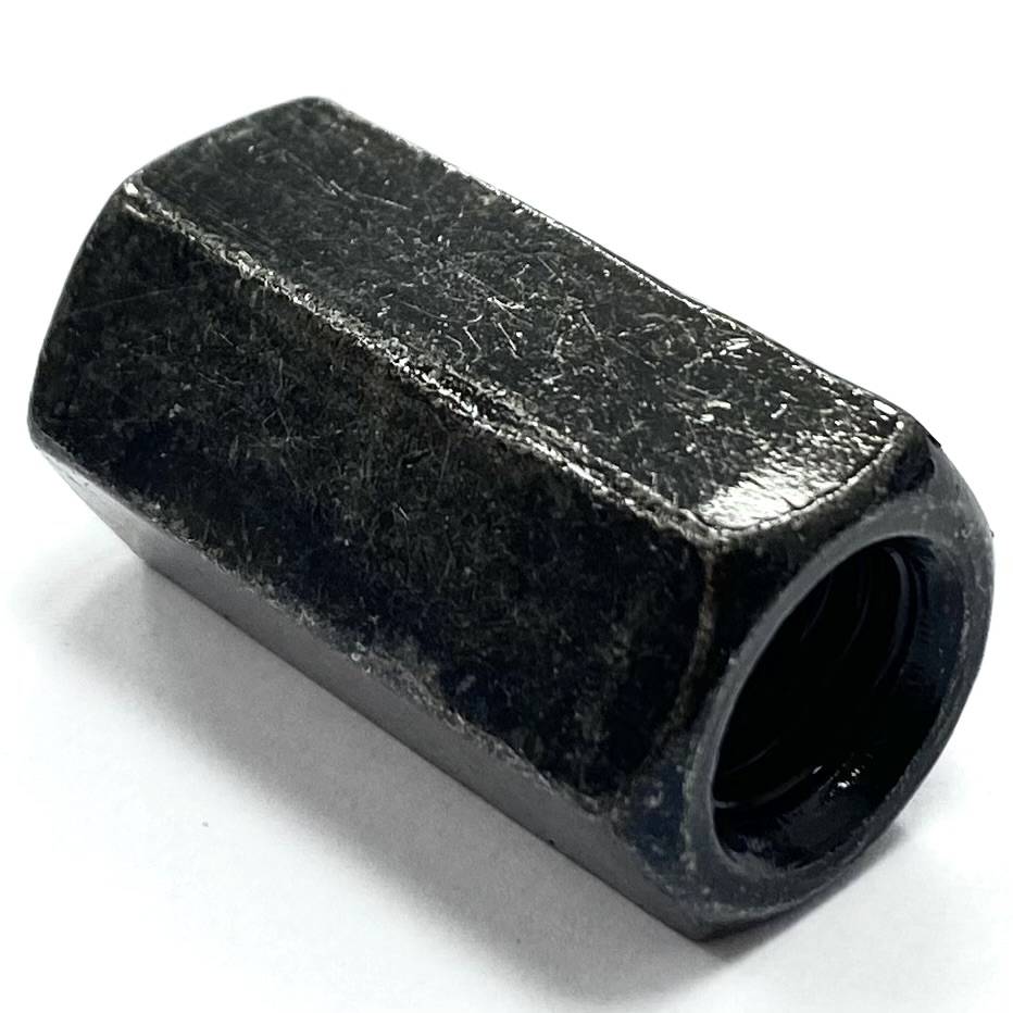 M10 x 30 Hexagon Studding Connector Nut, Mild Steel Black Passivated