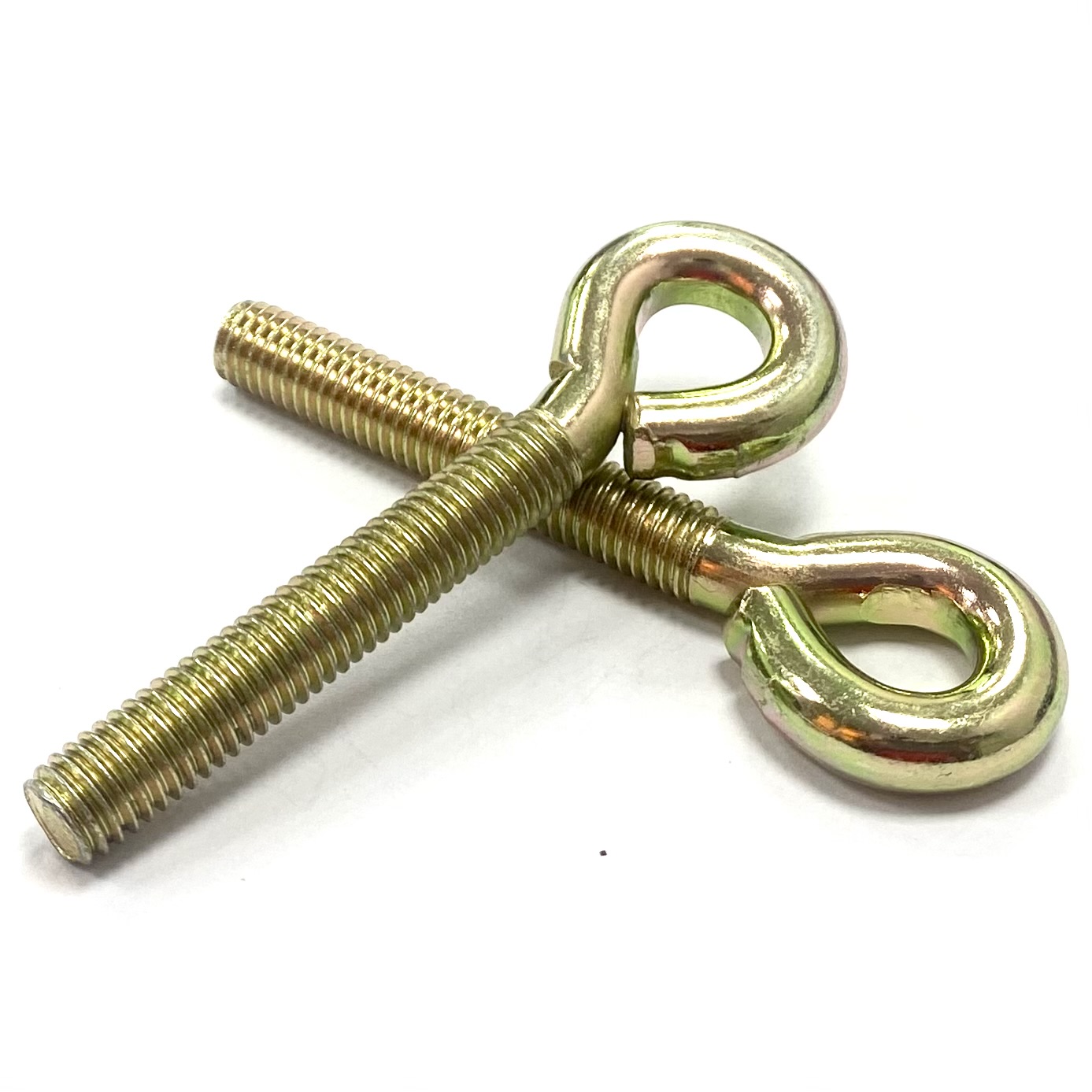 M6 x 100mm Metric Screw Eye Thread Yellow Zinc Plated Bolt WorldBolt