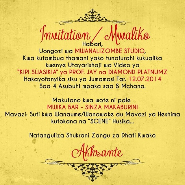 Wewe ni shabiki wa professor Jay? Atoa mwaliko kwa anayetaka kutokea