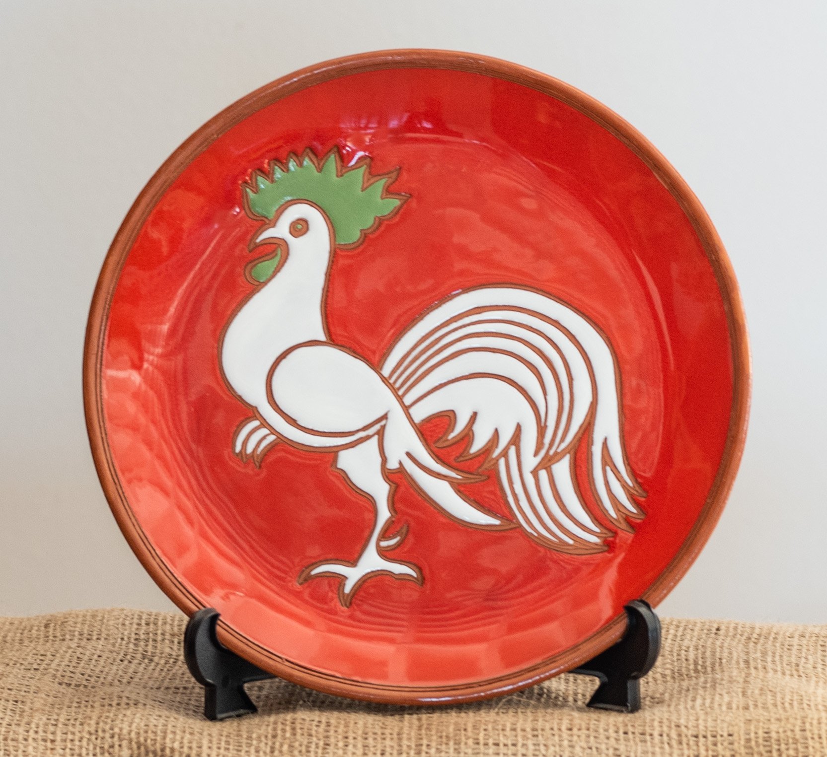 Red Rooster Ceramic Dish Standard by Bonis Ceramics