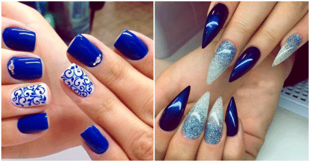 Uñas Acrilicas Negras Con Azul Rey / 188 Likes, 22