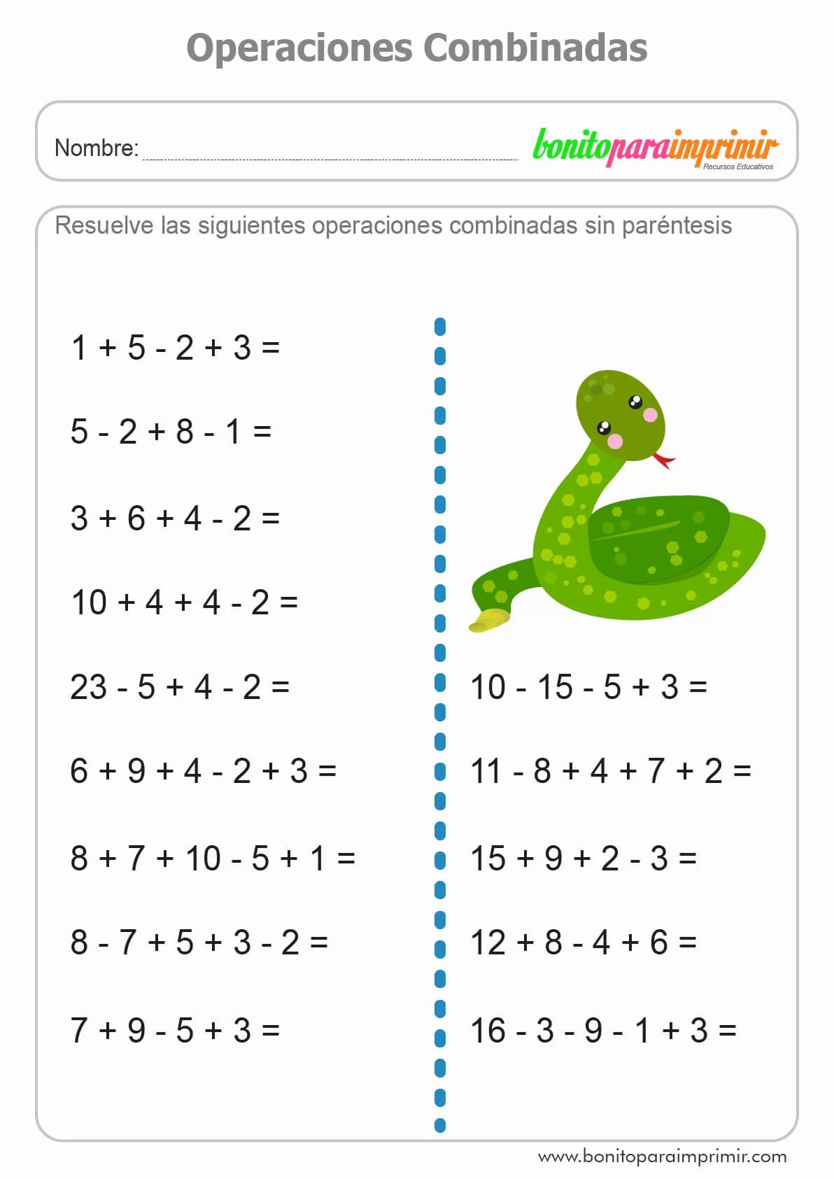 Operaciones combinadas BONITO PARA IMPRIMIR