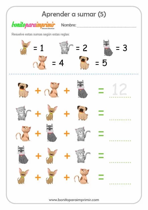 Resolver sumas con reglas BONITO PARA IMPRIMIR