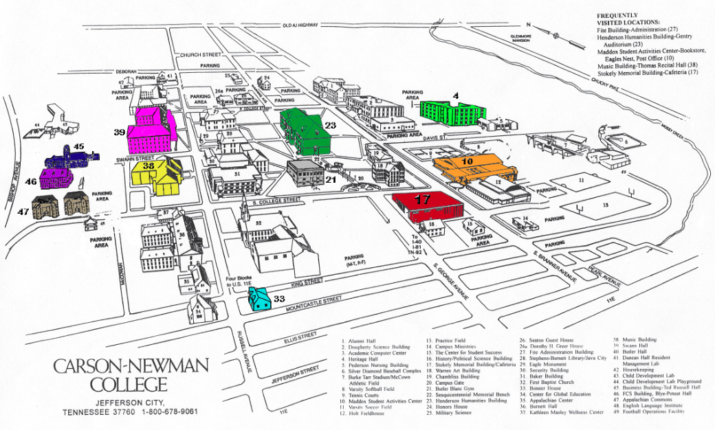 Carson Newman Campus Map The Bonner Network Wiki / Carson-Newman College Campus Map