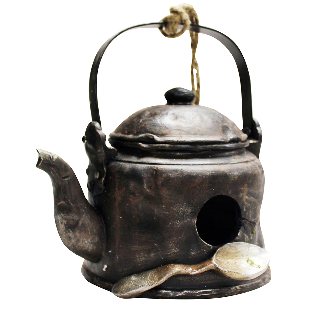 Polyresin Kettle Bird House Bonningtons