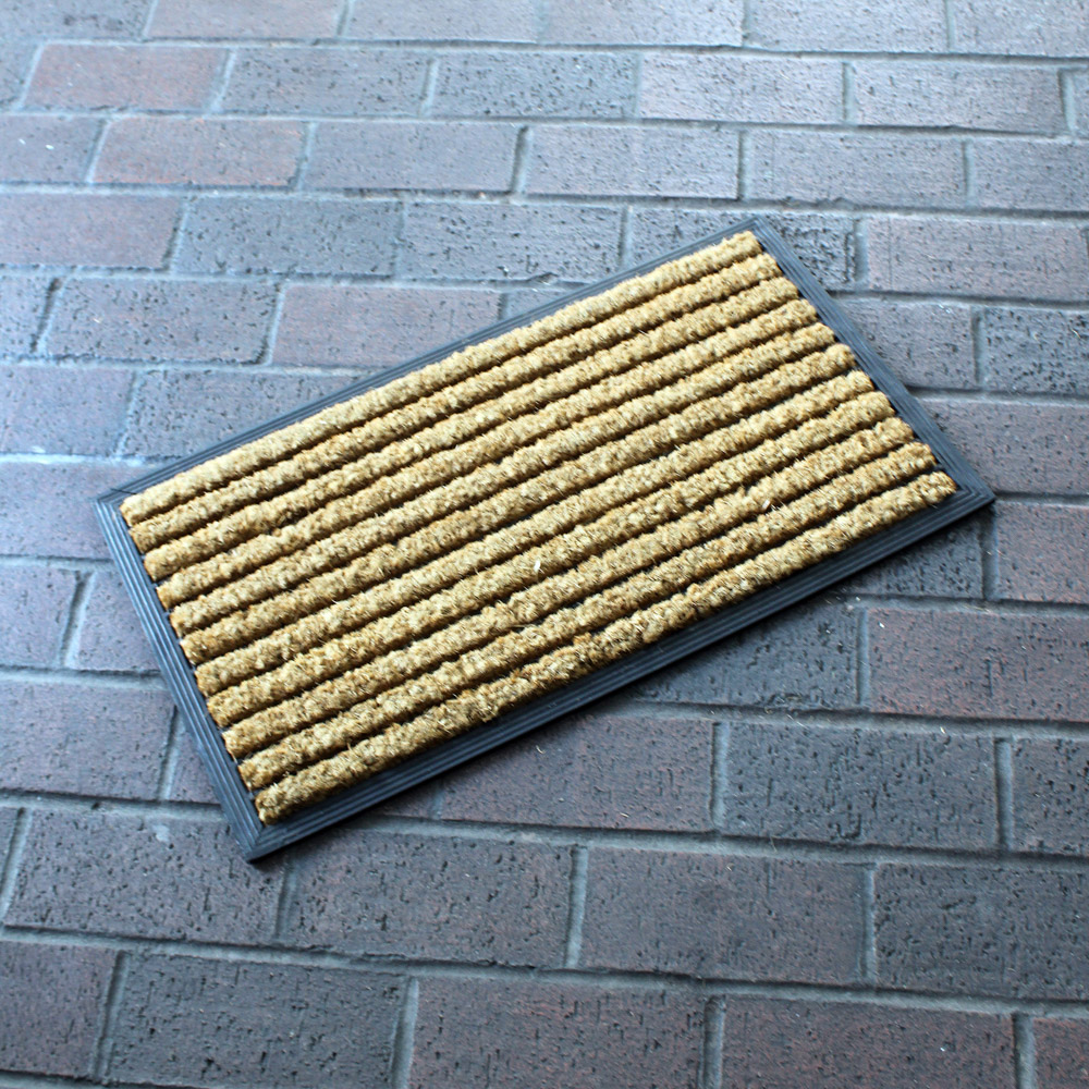 Striped Coir And Rubber Door Mat 40X70cm Bonningtons