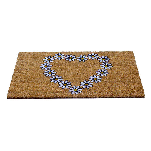 Daisy Heart Door Mat 45 X 75Cm Bonningtons