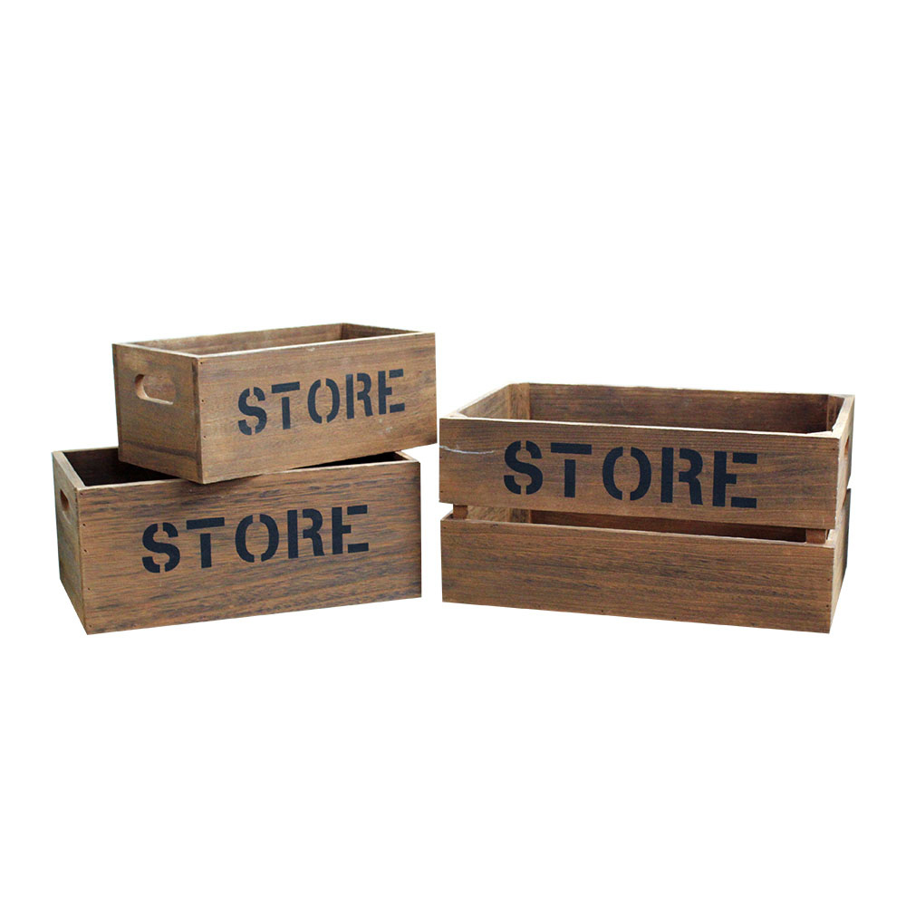 3 Stacking Wooden Crates Bonningtons