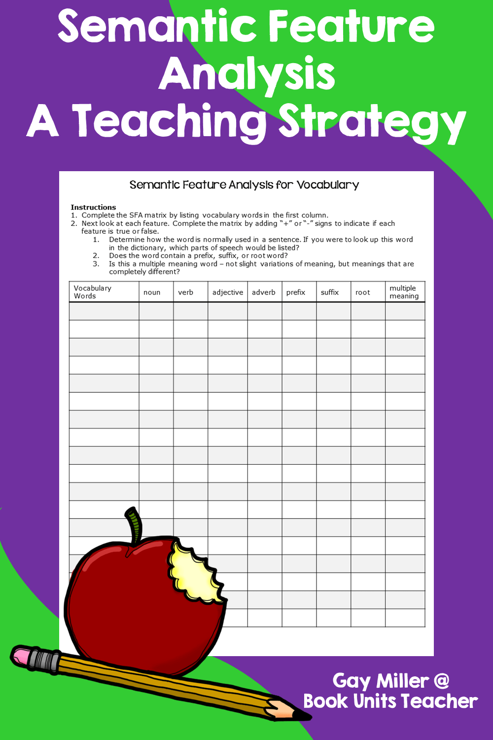 Semantic Feature Analysis A Teaching Strategy Book Units Teacher