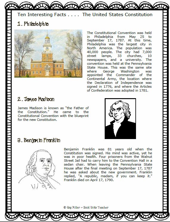 Ten Interesting Facts . . . . The U.S. Constitution Book Units Teacher