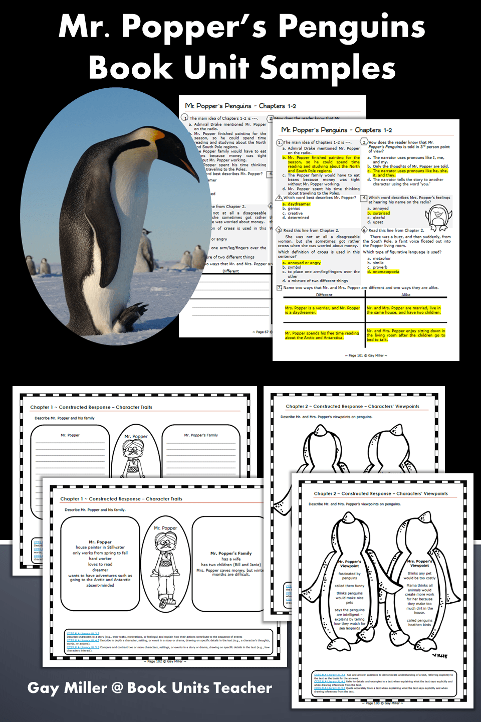 Mr. Popper's Penguins Activities Book Units Teacher