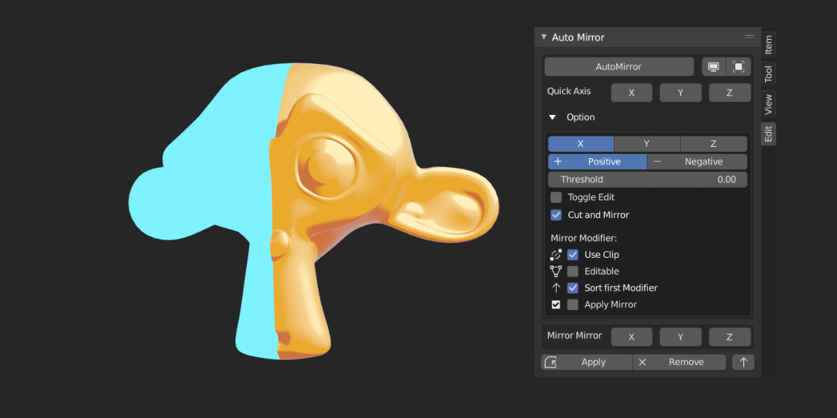 【Auto Mirror】ミラーを高速設定するアドオン【Blenderアドオン】 忘却まとめ