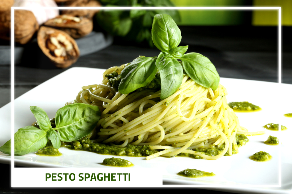 Spaghetti with homemade Pesto Sauce Boom Plus Pasta Manufacturers