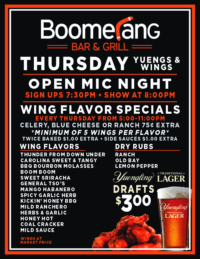 Specials Boomerang Bar & Grill