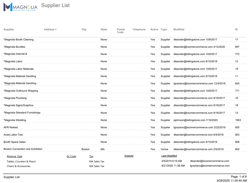 Supplier List Boomer Commerce