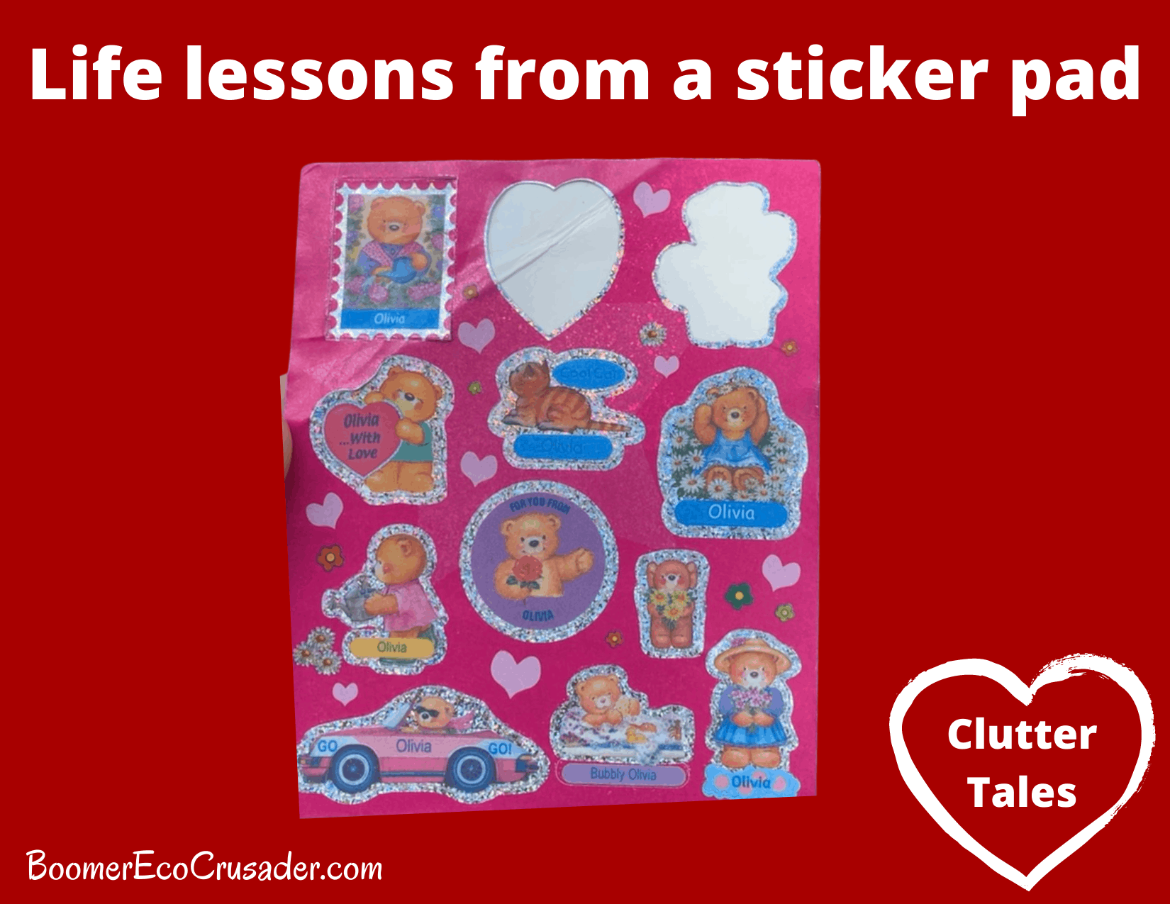 Page of colourful glittery stickers with teddy bears