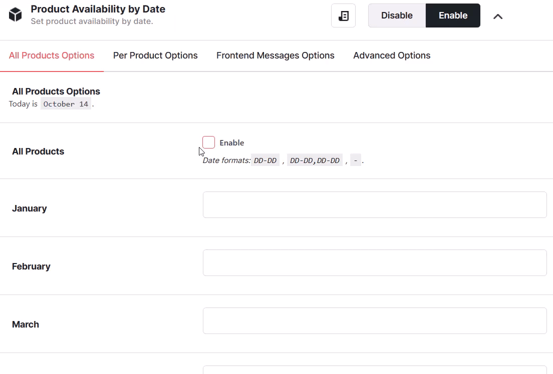 Product Availability by Date For plugin Booster for