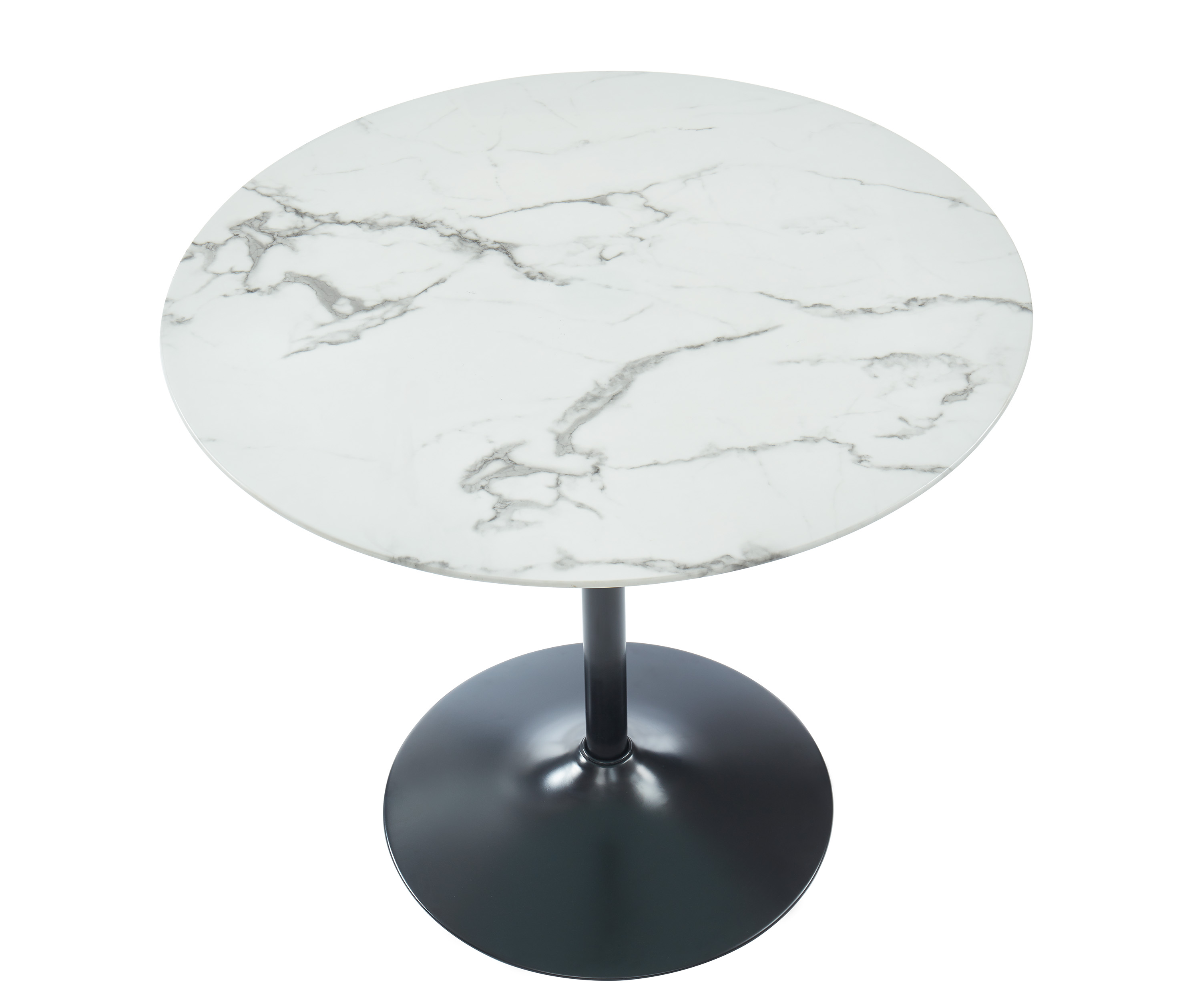 MONIKA Table de séjour ronde 90 cm verre trempé effet marbre Achat