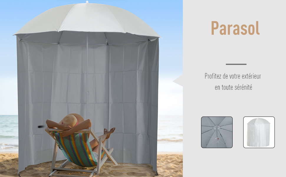 Parasol de plage Ø 2,2 x 2,2H cm protection UPF 50 + sac