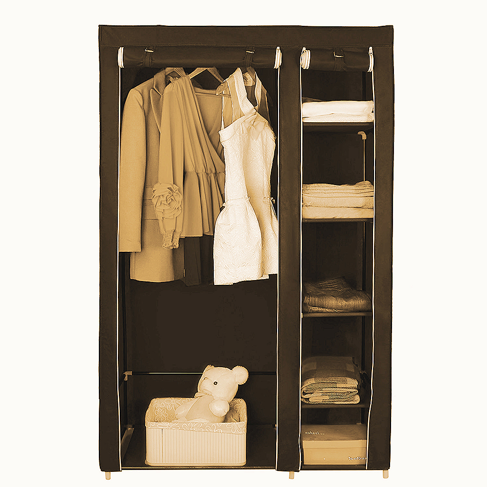 Armoire penderie XXL en tissu gris OOBEST dressing grande capacité