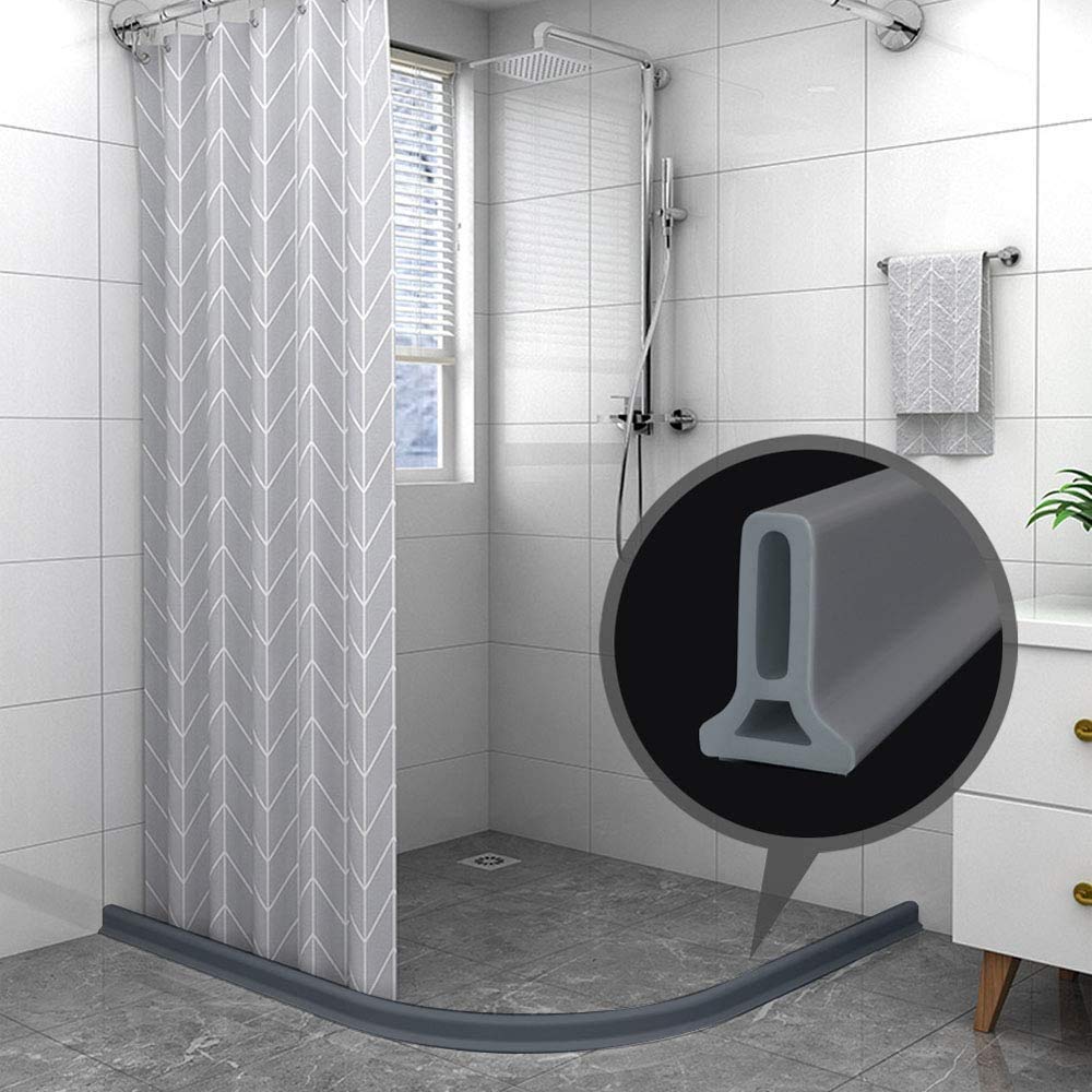 170CM Barrière de douche pliable Gris,Joint Porte Douche, Seuil de