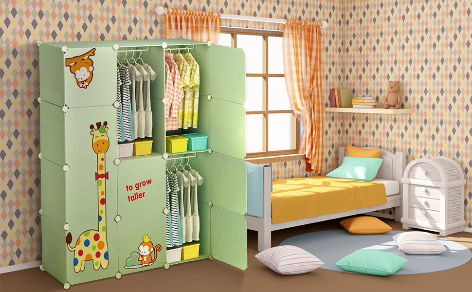 Armoire modulable DIY 12 Cubes, Meuble de Rangement Enfant , Étagère en