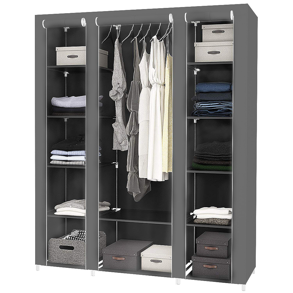 LAIZERE Armoire de rangement. Grise dressing grande capacité. XXL