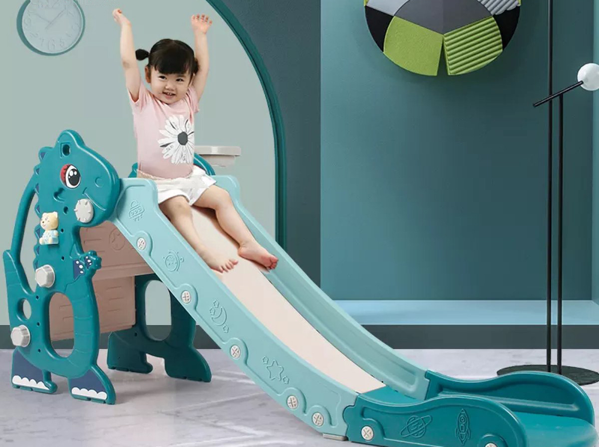 Toboggan Dinosaure Antidérapant pour enfant avec panier de basket