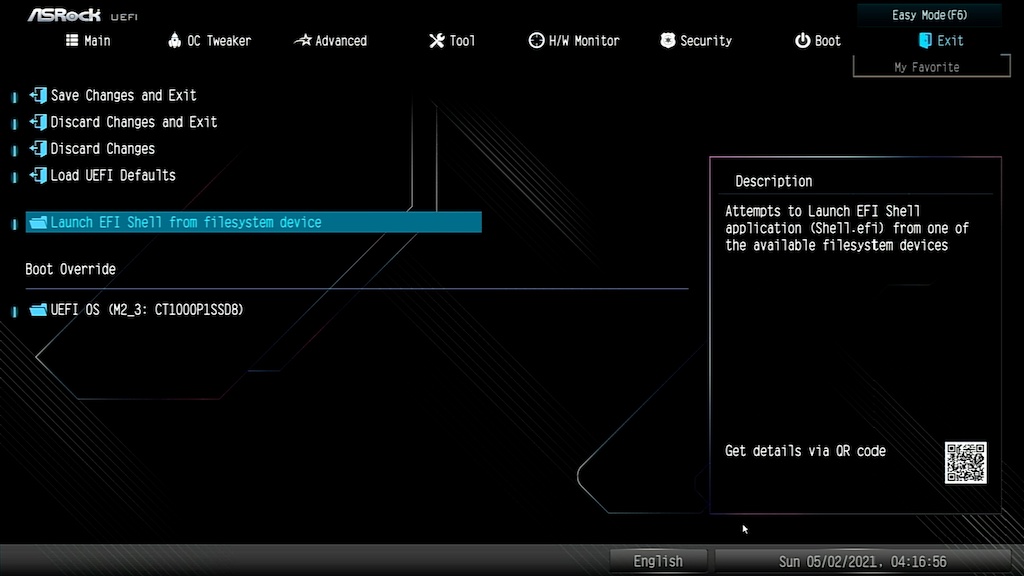 UEFI ShellをBIOSから起動する Boot macOS