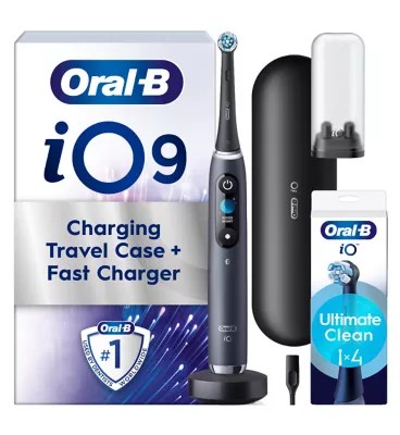 OralB iO9™ Electric Toothbrush Black Onyx + iO™ Ultimate Clean Black