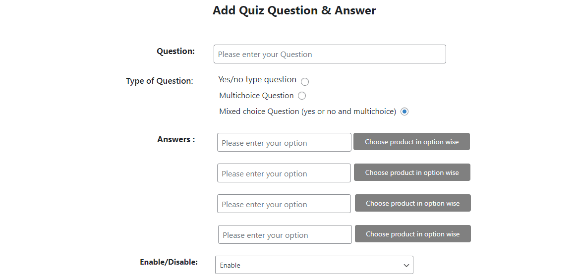 Product Quiz Plugin for WordPress Bootsgrid