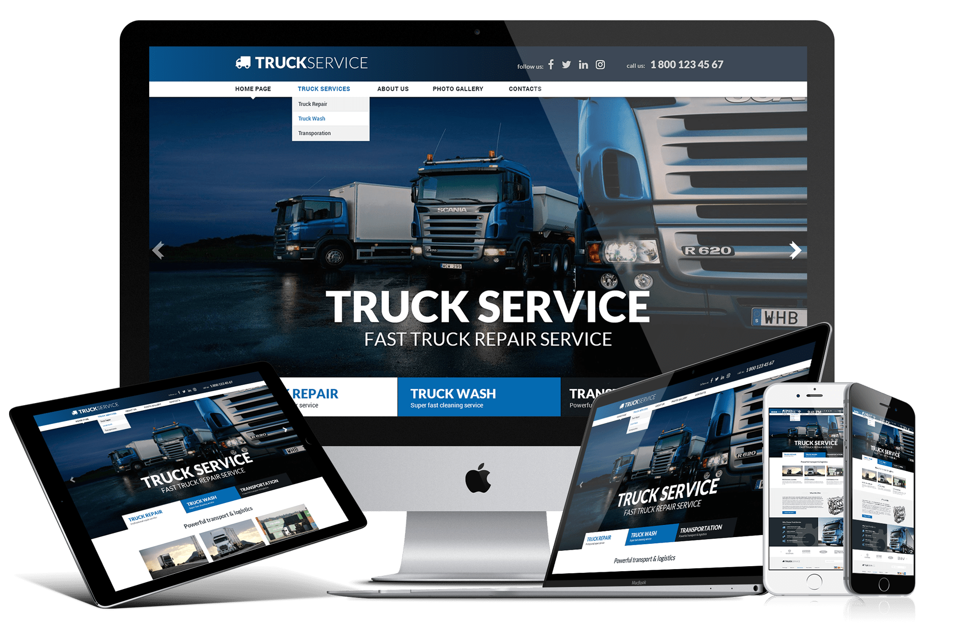Truck Service Bootstrap template ID 300111862