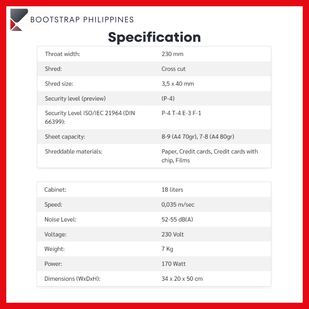 Paper Shredder KOBRA C1 Bootstrap Philippines Inc.