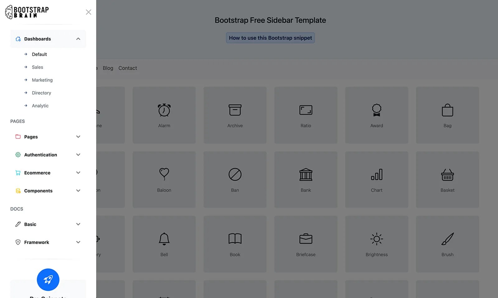Bootstrap Free Sidebar Template BootstrapBrain