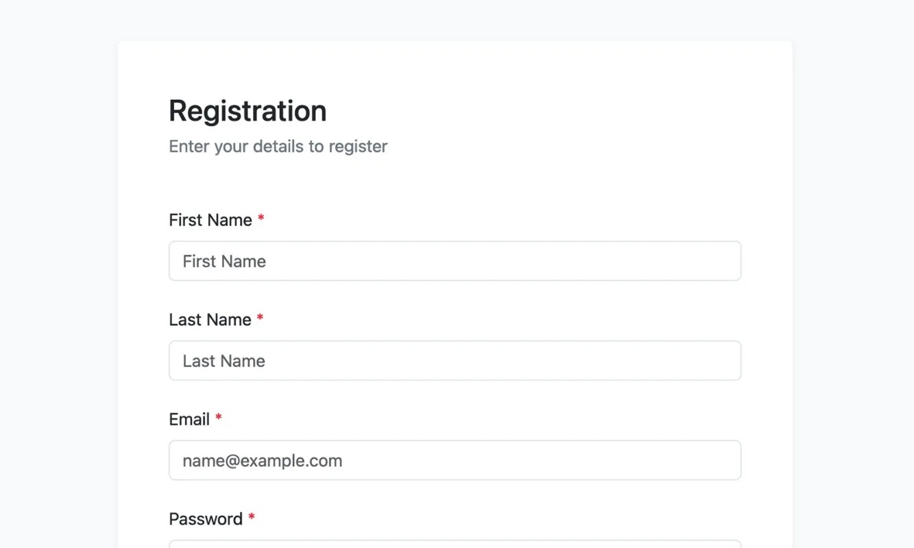 Bootstrap Registration Form Widget BootstrapBrain